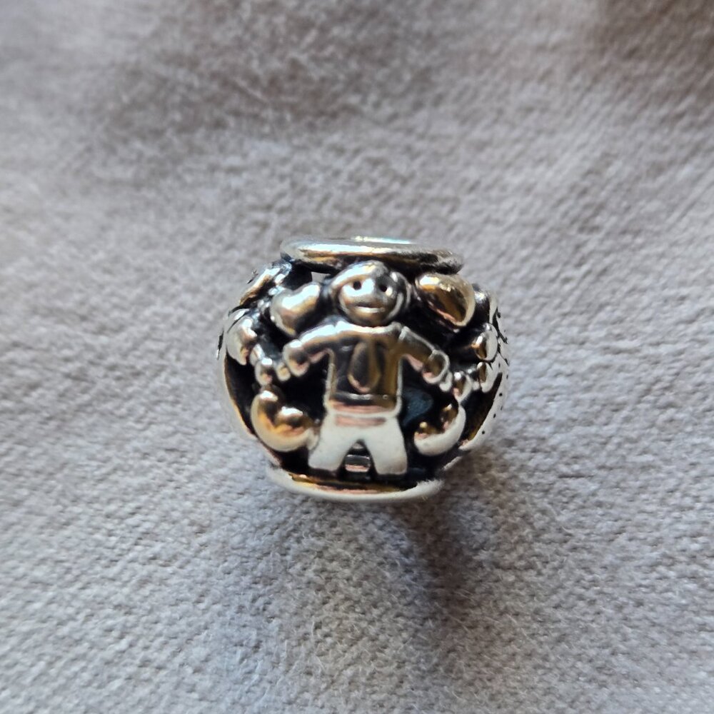 Two Toned Family Forever Pandora Charm in Sterling Silver with 14K Gold Hearts
